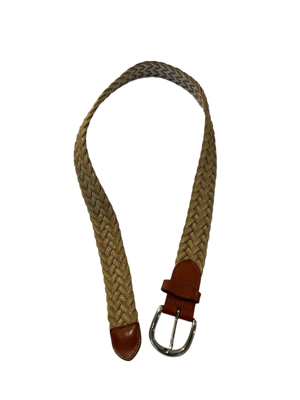 A.P.C. Braided Beige Belt with Brown Leather Trim